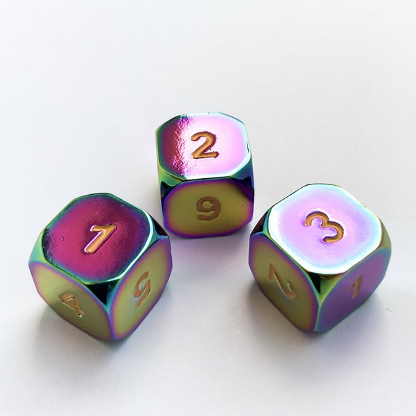 Rainbow Metal Dice D6 3 Pack