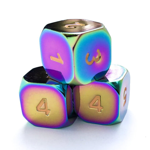 Rainbow Metal Dice D6 3 Pack