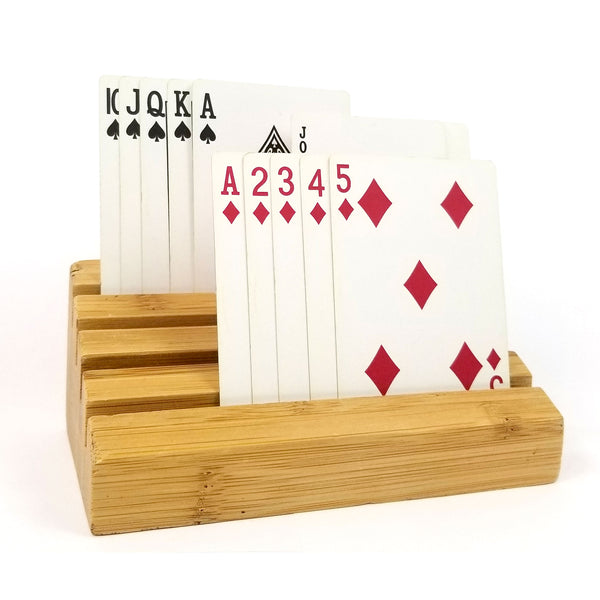 CardRax Hands Free, Universal, Playing Card Holders, Set of 2 Wooden Racks