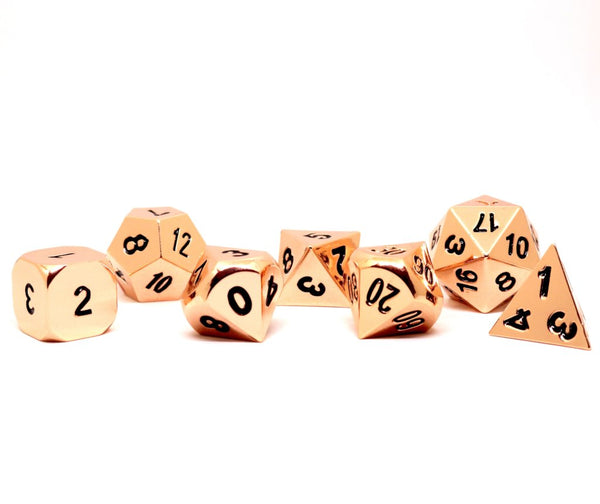 Shadow Rogue Rose Gold / Copper Polyhedral D&D Dice Set with Case