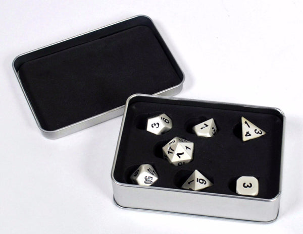 DragonSteel Solid Metal Polyhedral D&D Dice Set with Case