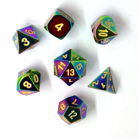 Rainbow Metal D&D Dice Set