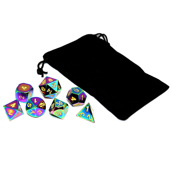 Rainbow Metal D&D Dice Set